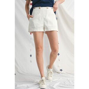 278. White High Rise Cotton Shorts